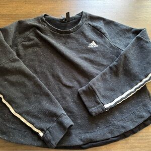 Adidas Black heathered Sweatshirt with Signature Stripes euc sz L